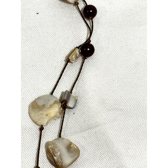 Multilayer Copper Natural Stone Pearl shell Beaded Classy Chain Necklace Boho - Picture 5 of 6